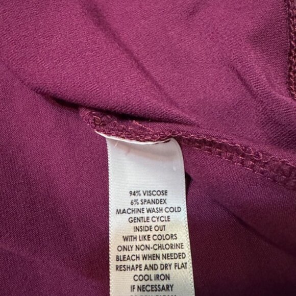 Rich Mulberry Crepe Tunic Top | New Directions Flowy Blouse Ruched Sleeves S - Picture 7 of 7